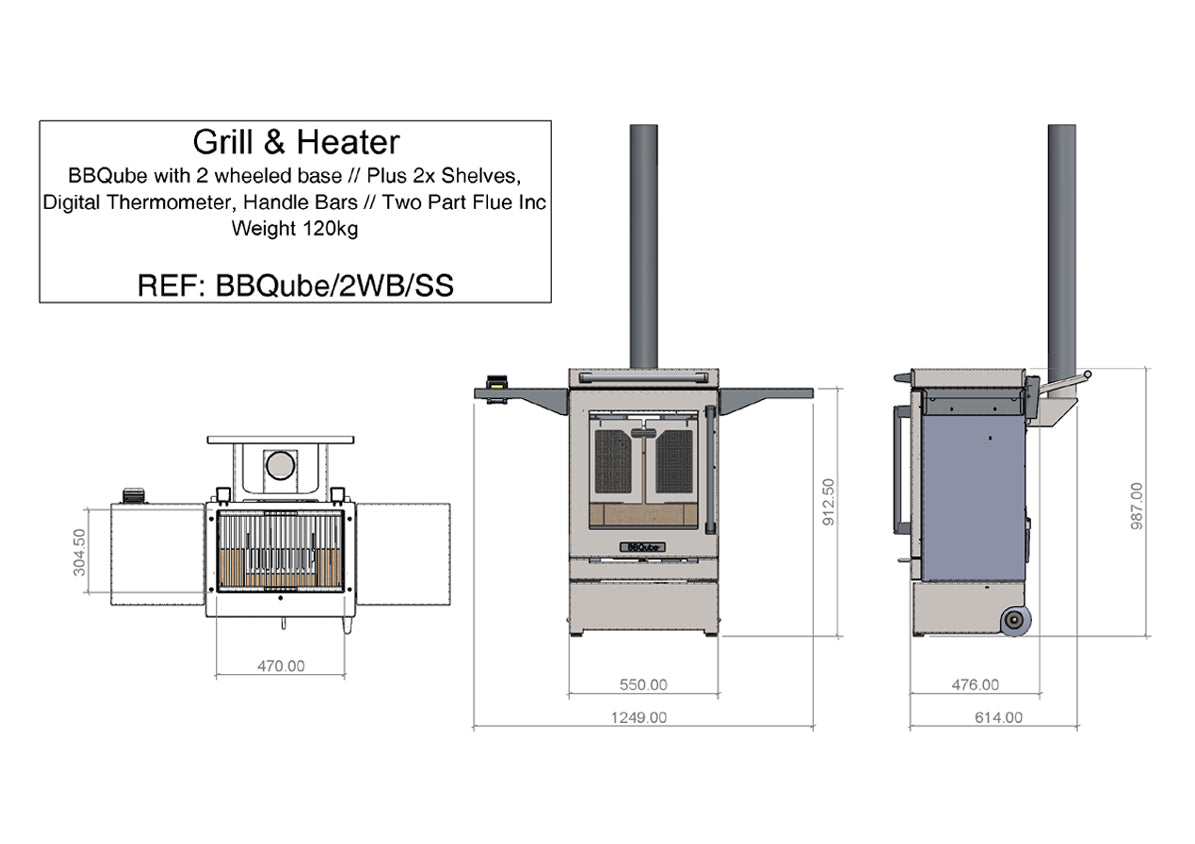 BBQube Grill Heater 2 wheel base