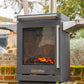 BBQube outdoor wood-burning stove and barbecue with deflector doors closed