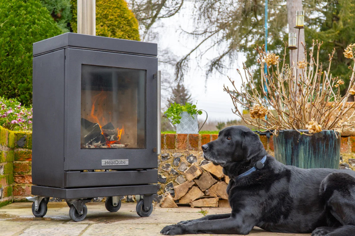 HeatQube outdoor wood-burning stove from BBQube