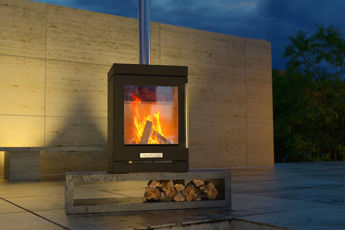 HeatQube wood-burning heater for outdoor entertaining –