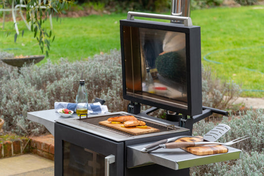 BBQube outdoor wood-burning stove and barbecue